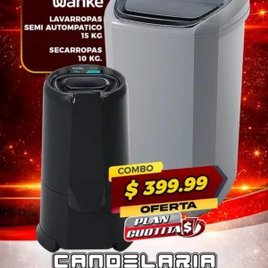 Combo Lavarropas Semiatuomático 15kg y Secarropas 10kg Wanke