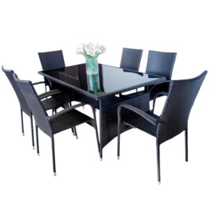 DELOS PRAM MESA MIAMI RATTAN  + 6 SILLAS MIAMI RATTAN